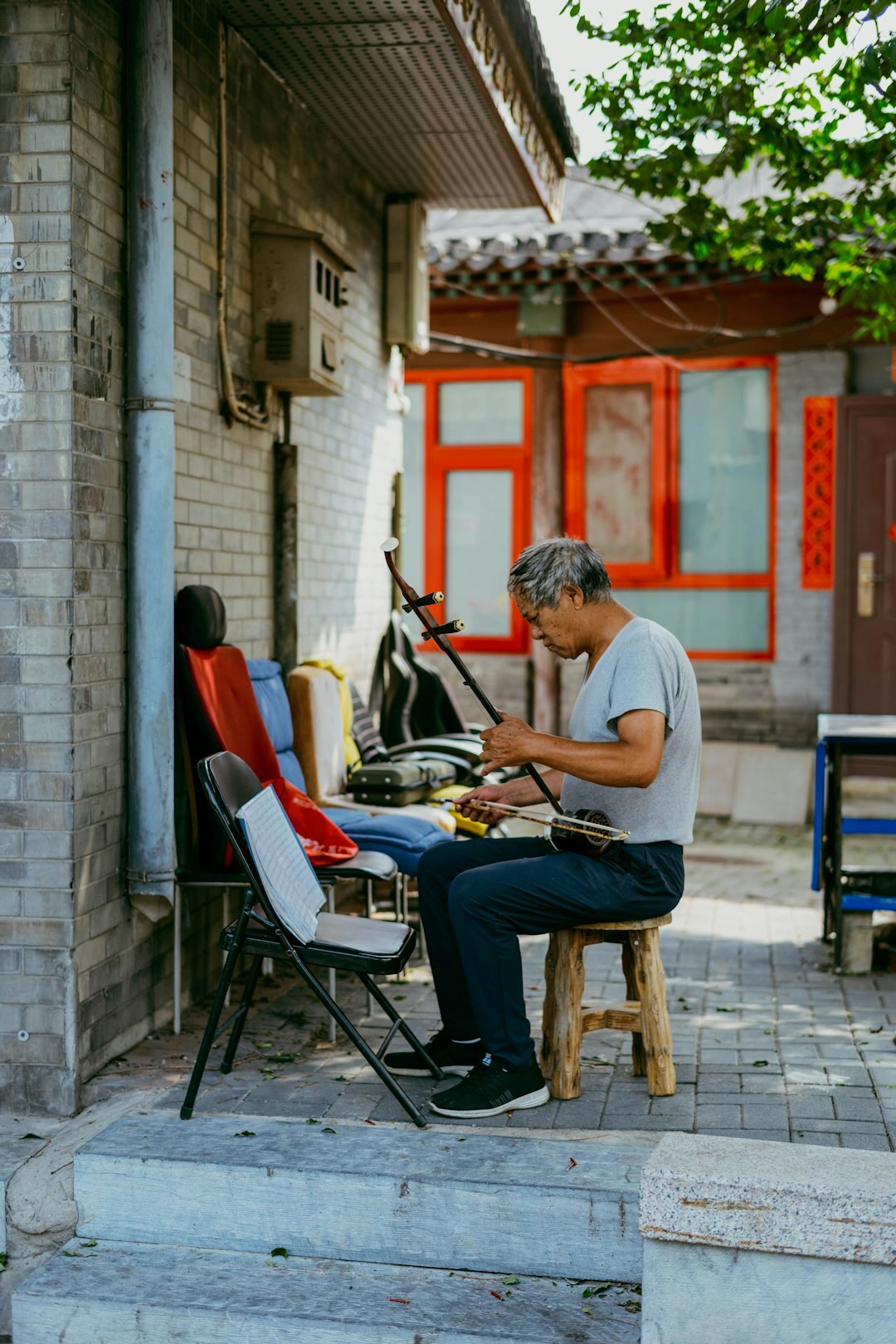 person enjoying traditional hobby
